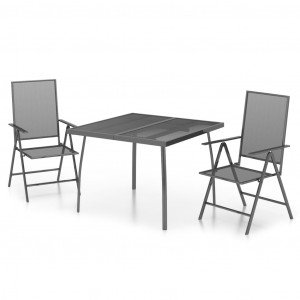 3 pcs conjunto de jantar para jardim aço antracite H