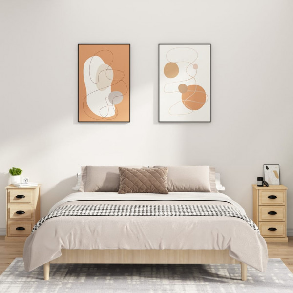 Mesita de noche madera contrachapada roble Sonoma 39x39x67 cm M 3
