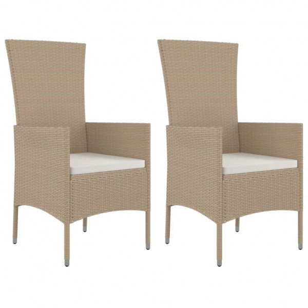 Set comedor de jardín 3 pzas con cojines ratán sintético beige M 4