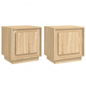Mesitas de noche 2 uds madera contrachapada roble 44x35x45 cm H