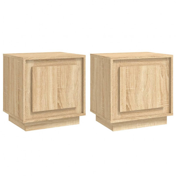 Mesitas de noche 2 uds madera contrachapada roble 44x35x45 cm M 2