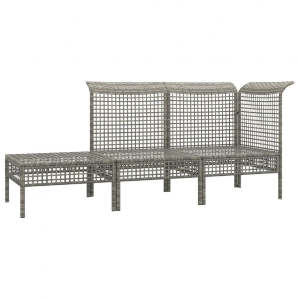 Set de muebles de jardín 3 pzas y cojines ratán sintético gris M 4