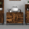 Armario de lavabo madera contrachapada roble ahumado 80x33x60cm 1