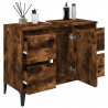 Armario de lavabo madera contrachapada roble ahumado 80x33x60cm 4