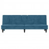 Sofá-cama com suporte para copos veludo azul 5