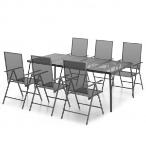 7 pcs conjunto de jantar para jardim aço antracite H