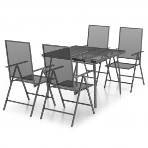 5 pcs conjunto de jantar para jardim aço antracite H