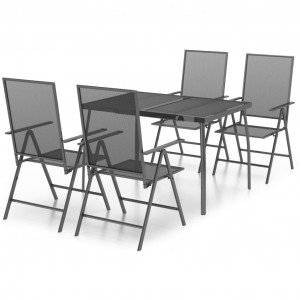5 pcs conjunto de jantar para jardim aço antracite H
