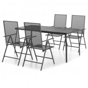 5 pcs conjunto de jantar para jardim aço antracite H