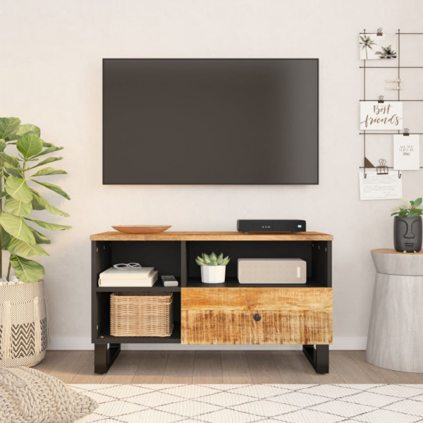 Mueble de TV madera mango y madera contrachapada 80x33x46 cm D