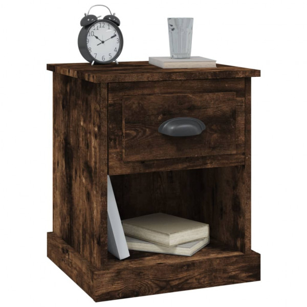Mesita noche 2 uds madera contrachapada roble humo 39x39x47.5cm M 5
