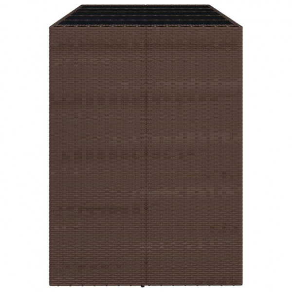 Mesa de bar com tampo de vidro 185x80x110 cm vime PE castanho M 4