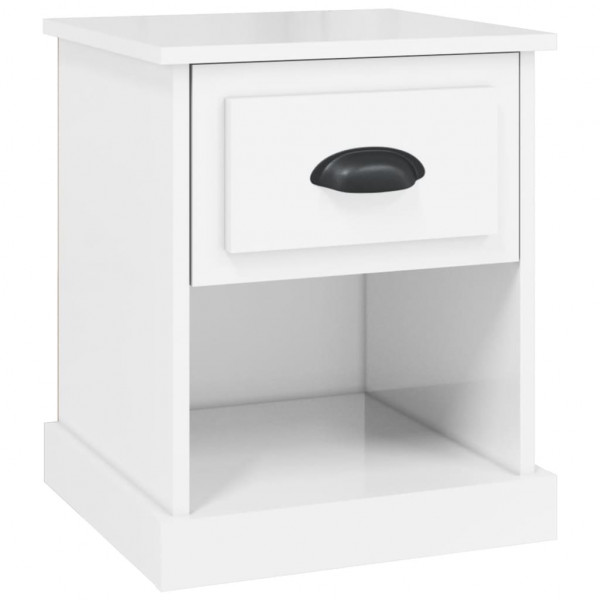 Mesita de noche madera contrachapada blanco brillo 39x39x47.5cm M 2