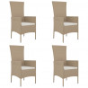 Set comedor de jardín 5 pzas con cojines ratán sintético beige 4