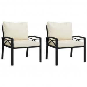 Cadeiras de jardim c/ almofadões cor areia 2 pcs 68x76x79cm aço H