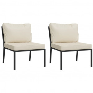 Cadeiras de jardim c/ almofadões cor areia 2 pcs 60x74x79cm aço H