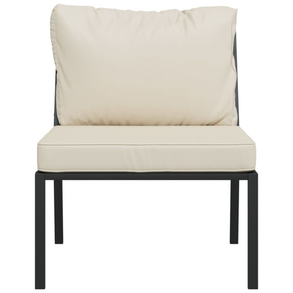 Cadeiras de jardim c/ almofadões cor areia 2 pcs 60x74x79cm aço M 4