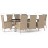 Set comedor de jardín 9 pzas con cojines ratán sintético beige 2