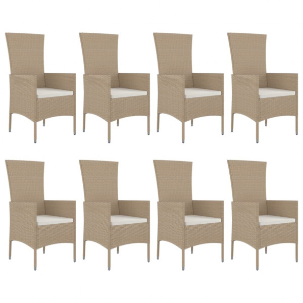 Set comedor de jardín 9 pzas con cojines ratán sintético beige M 4