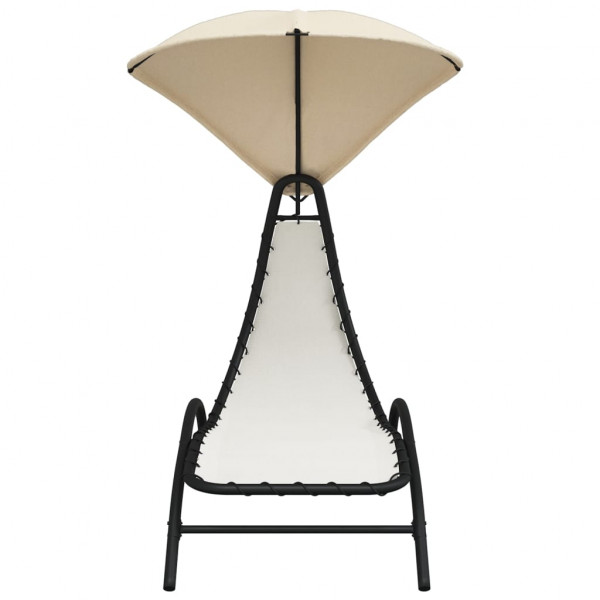 Tumbona con toldo acero y tela color crema 167x80x195 cm M 3