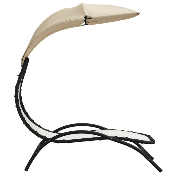 Espreguiçadeira com toldo 167x80x195 cm tecido e aço cor creme M 4
