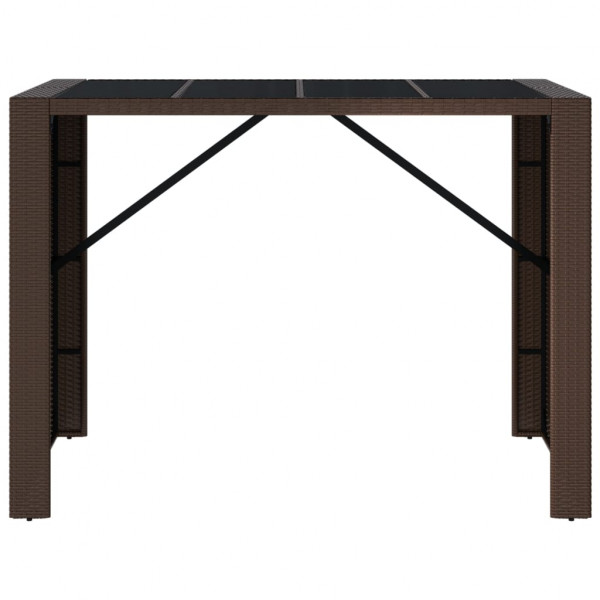 Mesa alta bar superficie vidrio ratán PE marrón 145x80x110 cm M 3