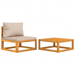 Sofás de jardín 2 pzas con cojines madera maciza acacia H