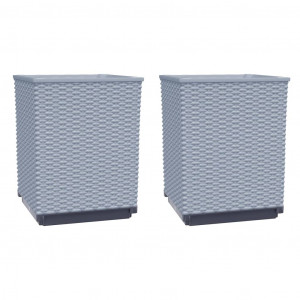 Vasos/floreiras 2 pcs 30x30x37 cm polipropileno cinzento-claro H