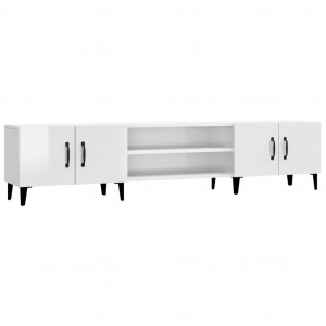 Mueble de TV madera contrachapada blanco brillo 180x31.5x40 cm H
