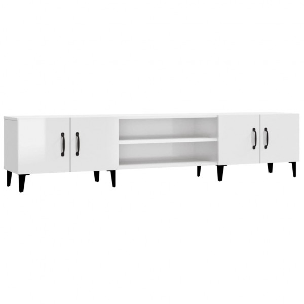 Mueble de TV madera contrachapada blanco brillo 180x31.5x40 cm M 2