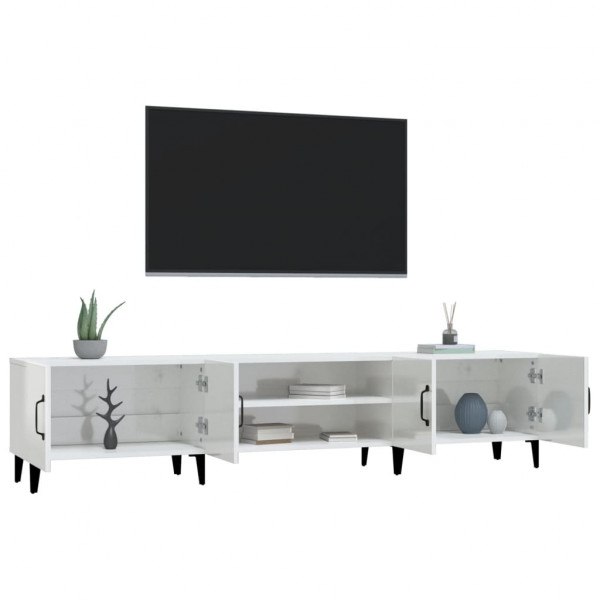 Mueble de TV madera contrachapada blanco brillo 180x31.5x40 cm M 5