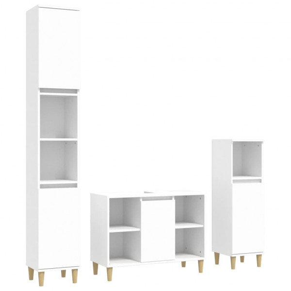 Juego de muebles de baño 3 pzas madera contrachapada blanco M 2
