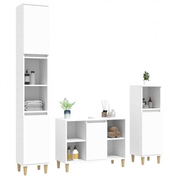 Juego de muebles de baño 3 pzas madera contrachapada blanco M 3