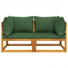 Sofás modulares esquina 2 uds madera acacia con cojines verde 3