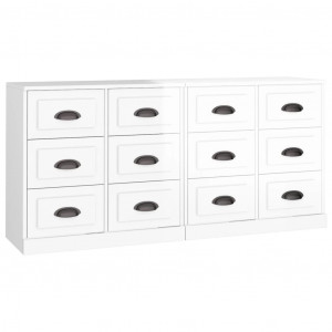 Aparadores 2 uds madera contrachapada blanco brillo H