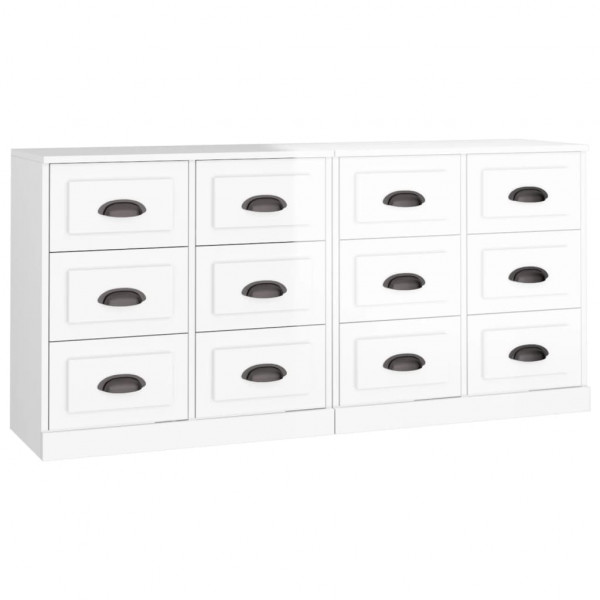 Aparadores 2 uds madera contrachapada blanco brillo M 2