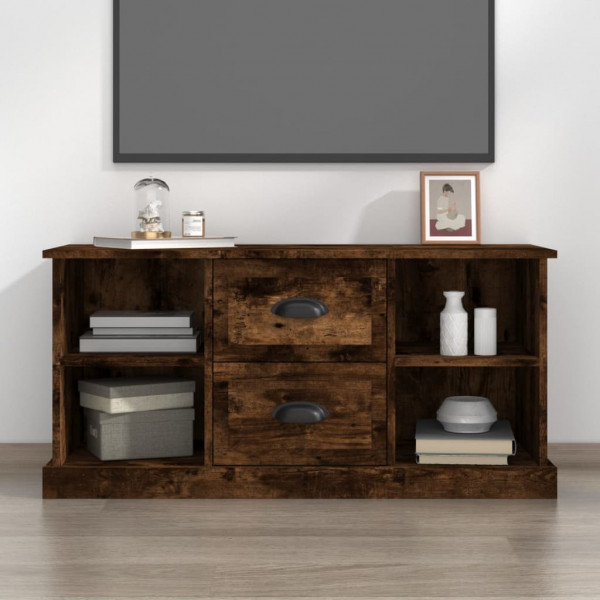Mueble de TV madera contrachapada roble ahumado 99.5x35.5x48 cm D