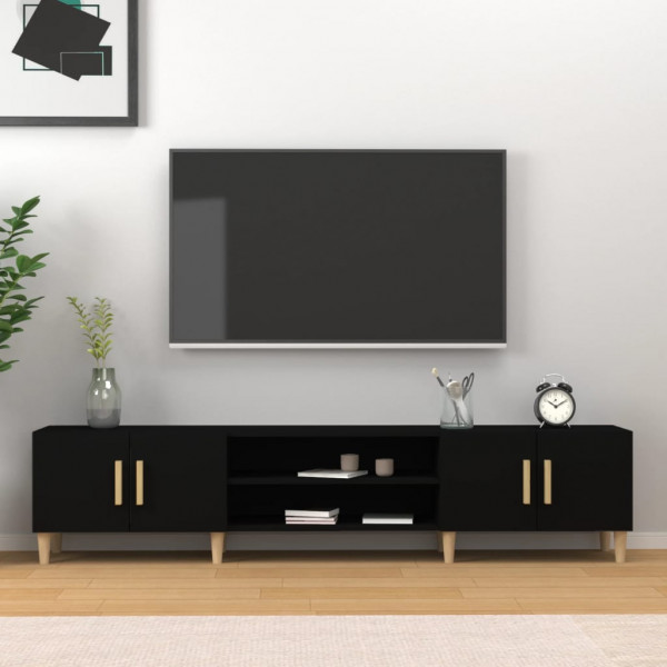 Mueble de TV madera contrachapada negro 180x31.5x40 cm D