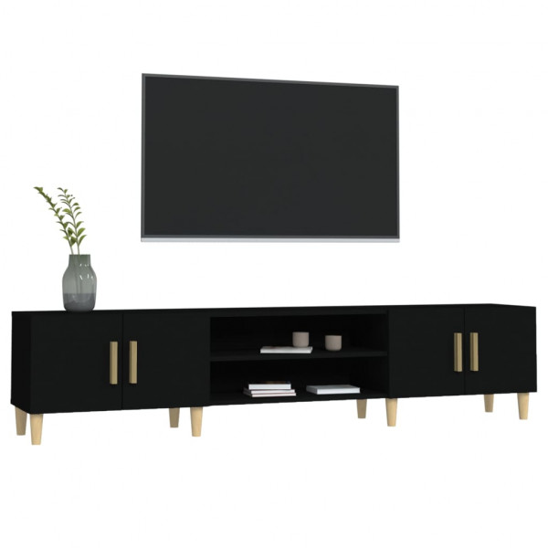 Mueble de TV madera contrachapada negro 180x31.5x40 cm M 4