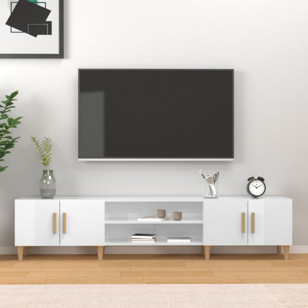Mueble de TV madera contrachapada blanco brillo 180x31.5x40 cm D