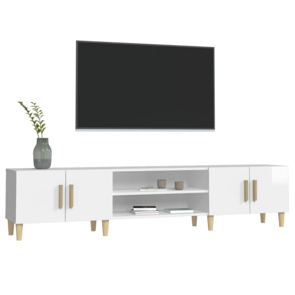 Mueble de TV madera contrachapada blanco brillo 180x31.5x40 cm M 4