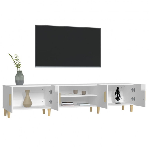 Mueble de TV madera contrachapada blanco brillo 180x31.5x40 cm M 5