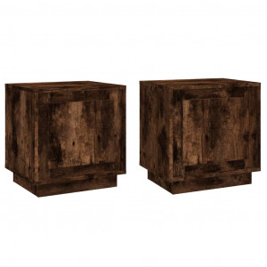 Mesitas noche 2 uds madera contrachapada roble humo 44x35x45 cm H
