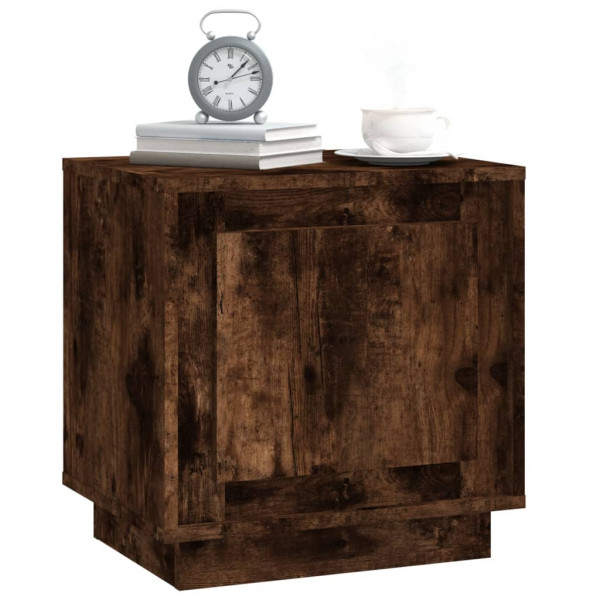 Mesitas noche 2 uds madera contrachapada roble humo 44x35x45 cm M 4
