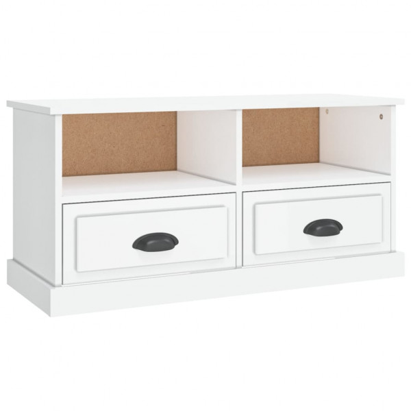 Mueble de TV madera contrachapada blanco brillo 93x35.5x45 cm M 2