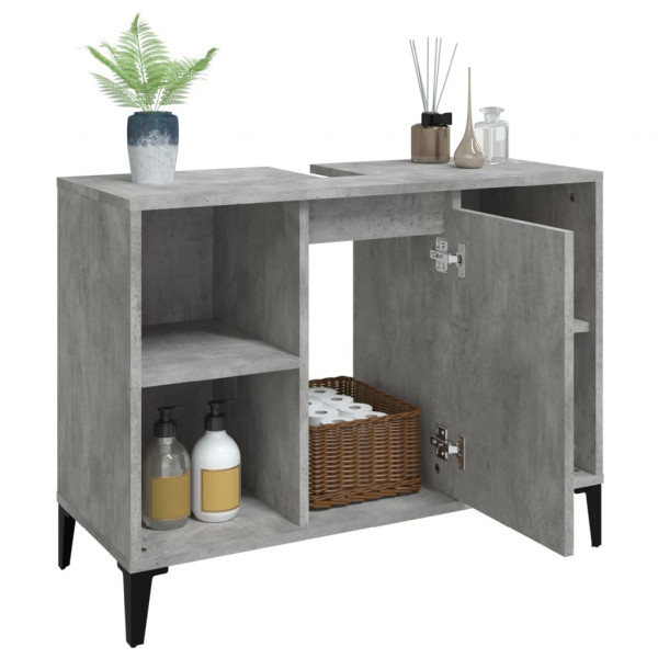 Armario de lavabo madera contrachapada gris hormigón 80x33x60cm M 5