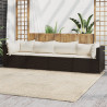 4 pcs conjunto lounge jardim c/ almofadões vime PE castanho 2