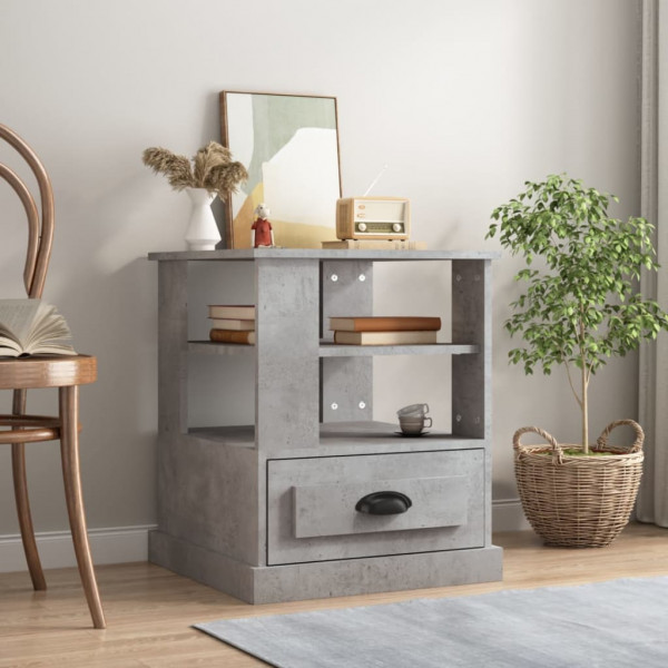 Mesa auxiliar madera contrachapada gris hormigón 50x50x60 cm D