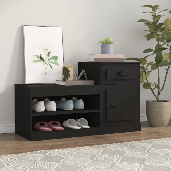 Mueble zapatero madera contrachapada negro 100x42x60 cm D