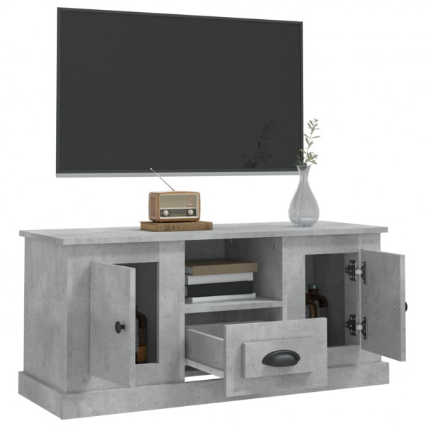 Mueble de TV madera contrachapada gris hormigón 100x35.5x45 cm M 5